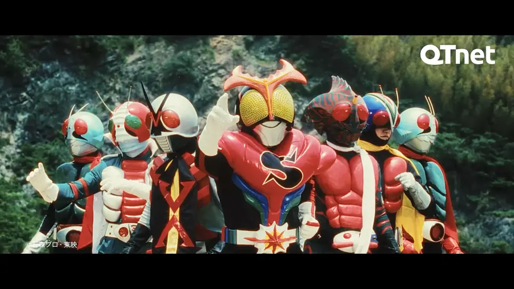仮面ライダーX・アマゾン・ストロンガーの3人が初登場　栄光の7人ライダーが大集合豪華絢爛な必殺技に注目！「QT PRO」新TVCM2篇を公開 画像 1