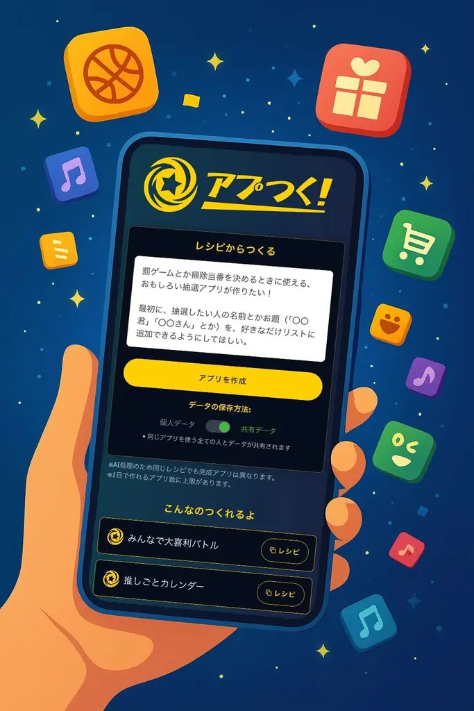 7月17日開始「アプつく！」AIで1分アプリ自動生成サービス