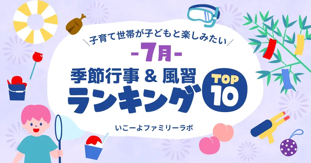発表！7月の人気の季節行事＆風習1位は？　“暑さを楽しむ＆“家族で楽しむ涼体験”が大人気　土用の丑の日は何位？　2025年は7月19日と7月31日／いこーよファミリーラボ 画像 1