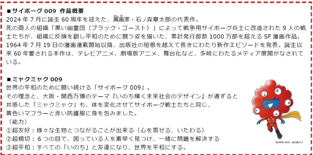 ミャクミャク　サイボーグ009 コラボレーション決定！『CYB00960 ～サイボーグ009 60th Anniversary～』in そごう横浜店 で7月19日（土）より販売開始 画像 2