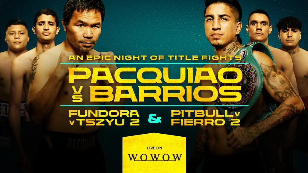 マニー・パッキャオが4年ぶりに帰ってくる！WBC世界ウェルター級王者バリオスを相手に46歳で王座戴冠なるか！さらにフンドラとチューが因縁のリマッチ！7/20（日）午前9:00～WOWOWで生中継！ 画像 1