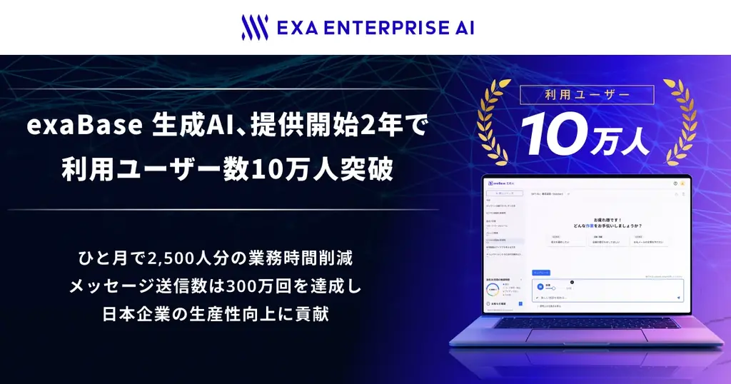 exaBase生成AI利用10万人突破