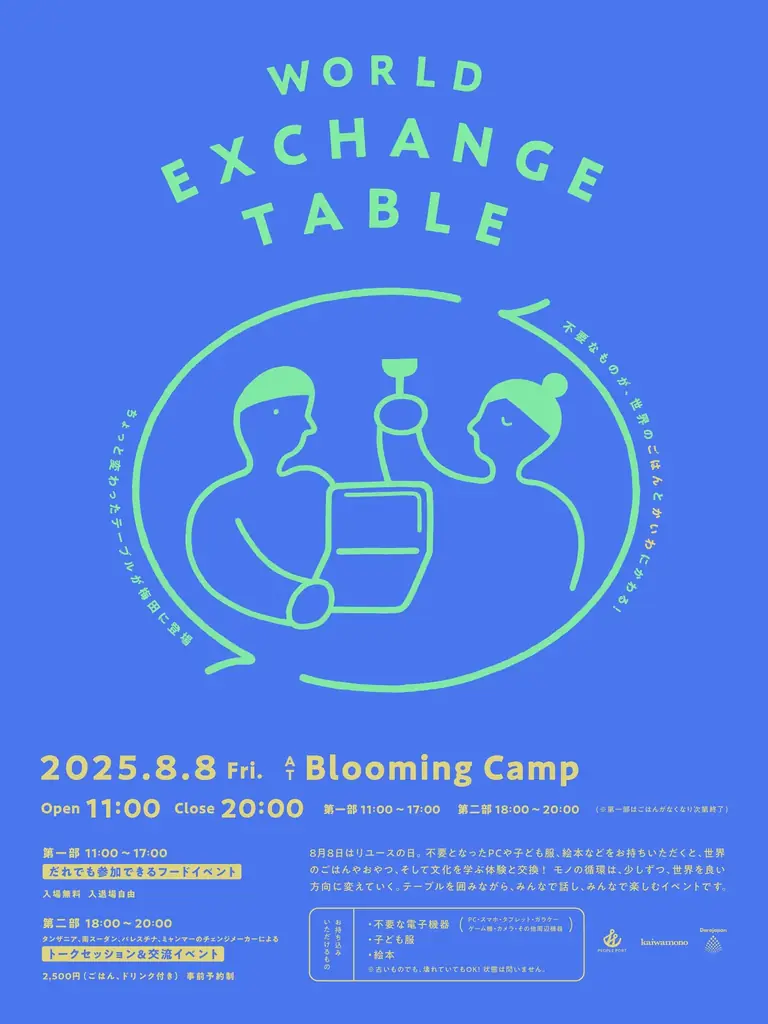 8月8日「リユースの日」に開催！不要品が“世界のごはん”に変わる体験型イベント「WORLD EXCHANGE TABLE」を梅田で開催 画像 1
