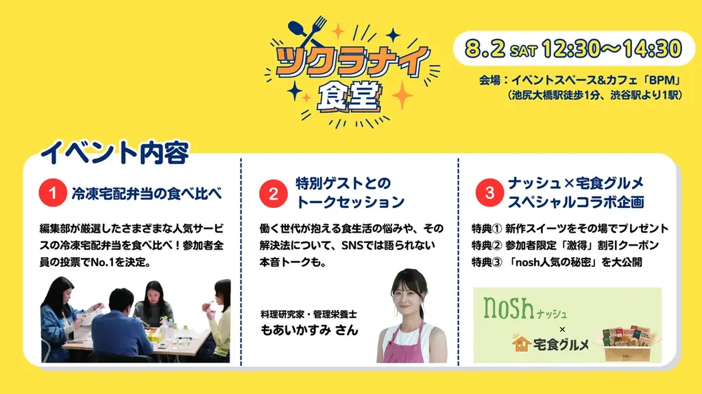 【宅食グルメ×ナッシュ】働く世代の料理がしんどい瞬間TOP5を発表、8/2開催イベント「ツクラナイ食堂」、追加募集開始 画像 9