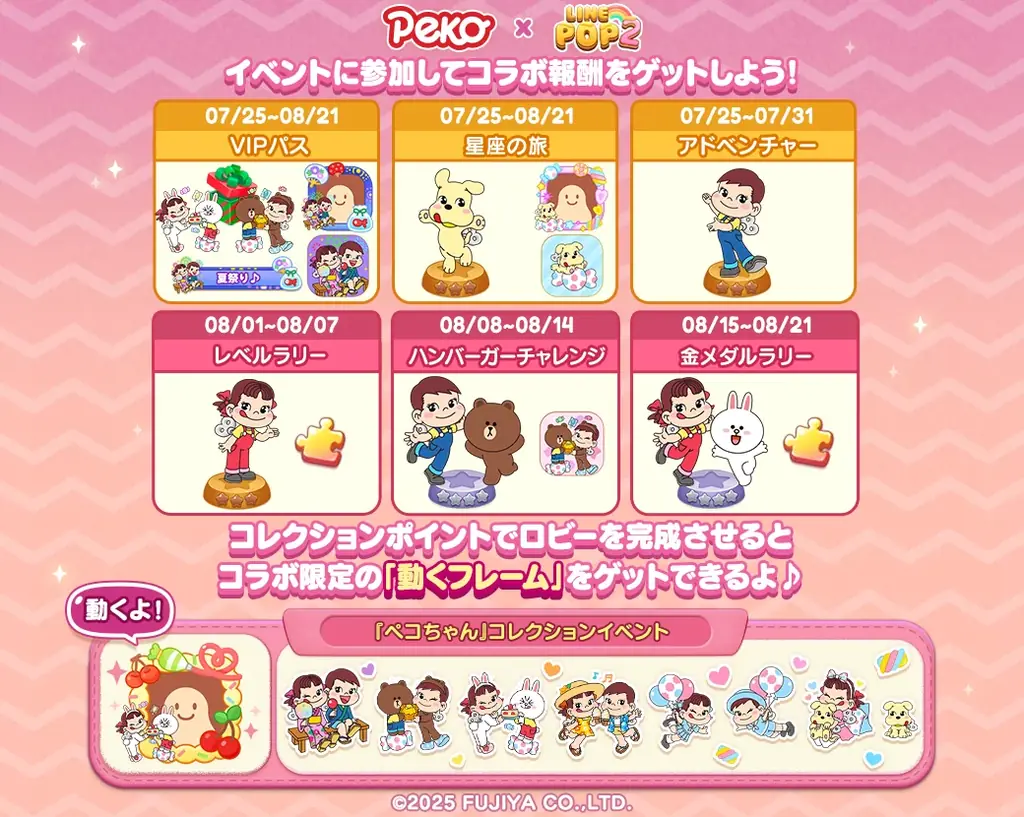 「LINE POP2」、『ペコちゃん』とのコラボレーションを開催 画像 2