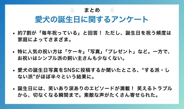 【飼い主400人に調査】毎年祝う派が約7割！笑って泣ける、愛犬の誕生日エピソードが満載 画像 2
