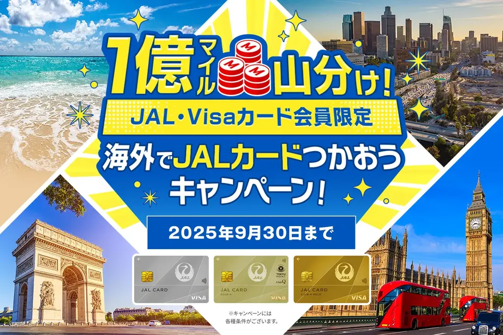 2025年7月開始！JAL・Visaカード海外利用で1億マイル山分けキャンペーン