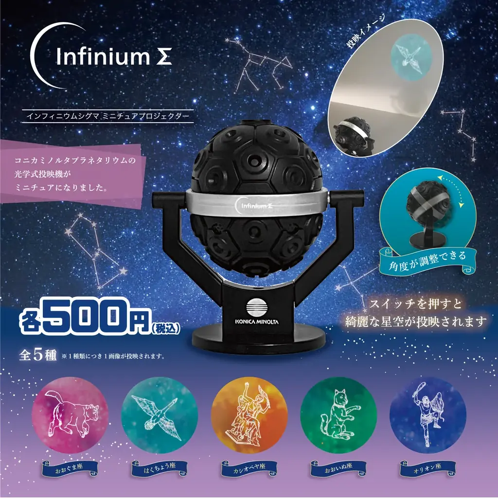 手のひらサイズのプラネタリウムが楽しめる！カプセルトイ商品「コニカミノルタプラネタリウム スタードーム」「インフィニウムΣ(シグマ) ミニチュアプロジェクター」発売！ 画像 2