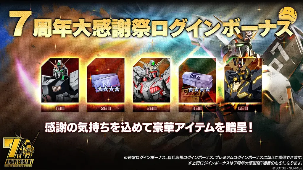 『機動戦士ガンダム　バトルオペレーション２』「7周年大感謝祭」開催中！「クロスボーン・ガンダムX1改」が参戦するとともに最大80連無料スペシャル抽選配給などのキャンペーンが実施中！ 画像 7