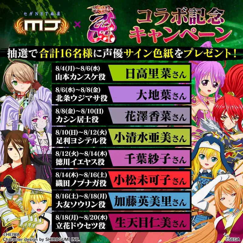 セガNET麻雀『MJ』と『戦国乙女』がコラボ！全国大会“第3回戦国乙女CUP”開催 画像 27