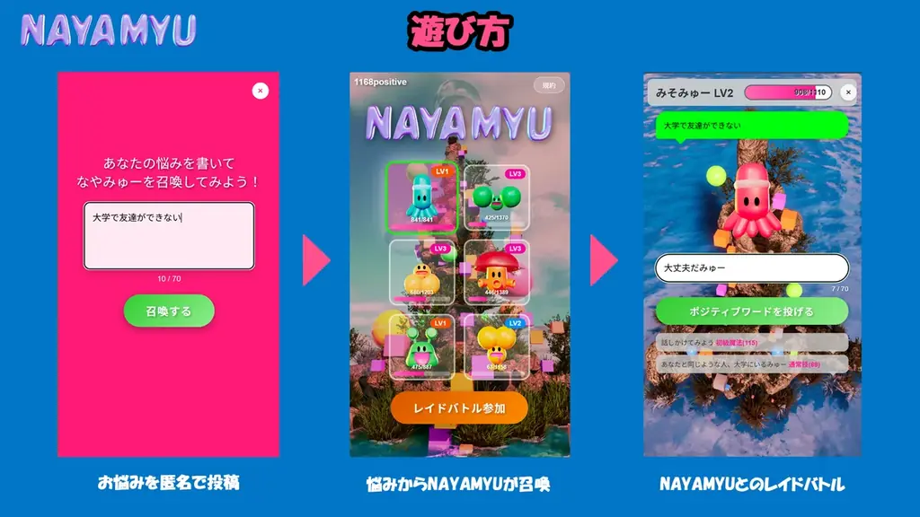 株式会社GLITCH RAVE、新感覚ゲーミングSNS『NAYAMYU(なやみゅー)』をリリース 画像 2