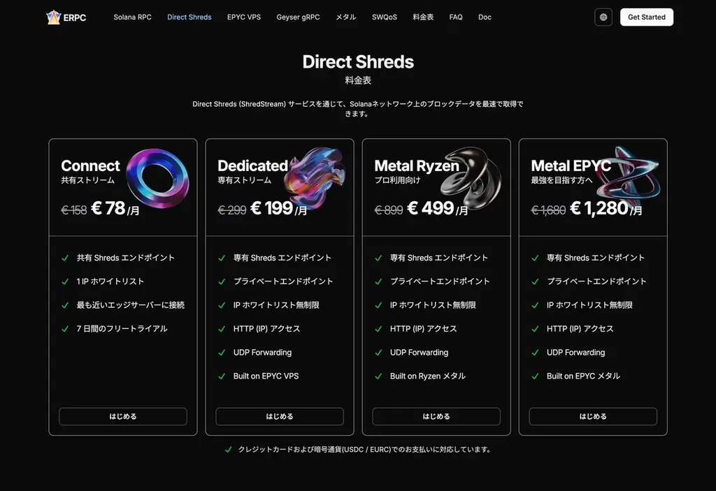 ERPC、Solana最速の専有ShredStreamおよびVPSがアムステルダムで完売御礼、プレミアム版も数量限定登場 画像 3