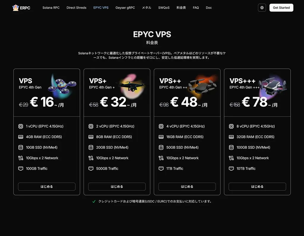 ERPC、Solana最速の専有ShredStreamおよびVPSがアムステルダムで完売御礼、プレミアム版も数量限定登場 画像 4