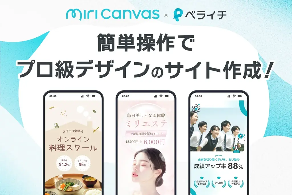 2025年8月6日開始｜ミリキャンバス×ペライチ業種別テンプレ連携で簡単HP作成