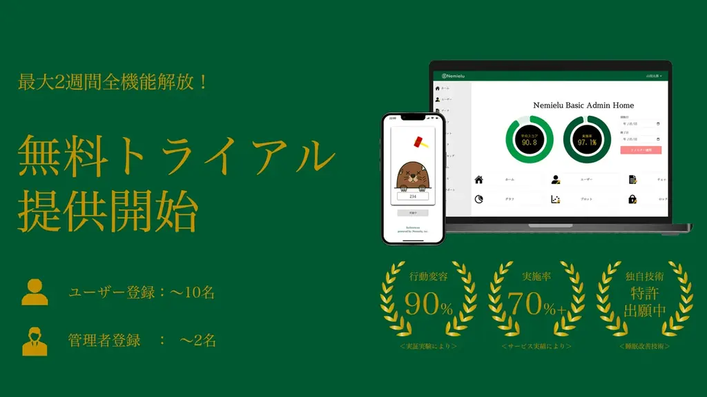 2025年8月6日開始、Nemielu Basic無料トライアルで睡眠改善を体験