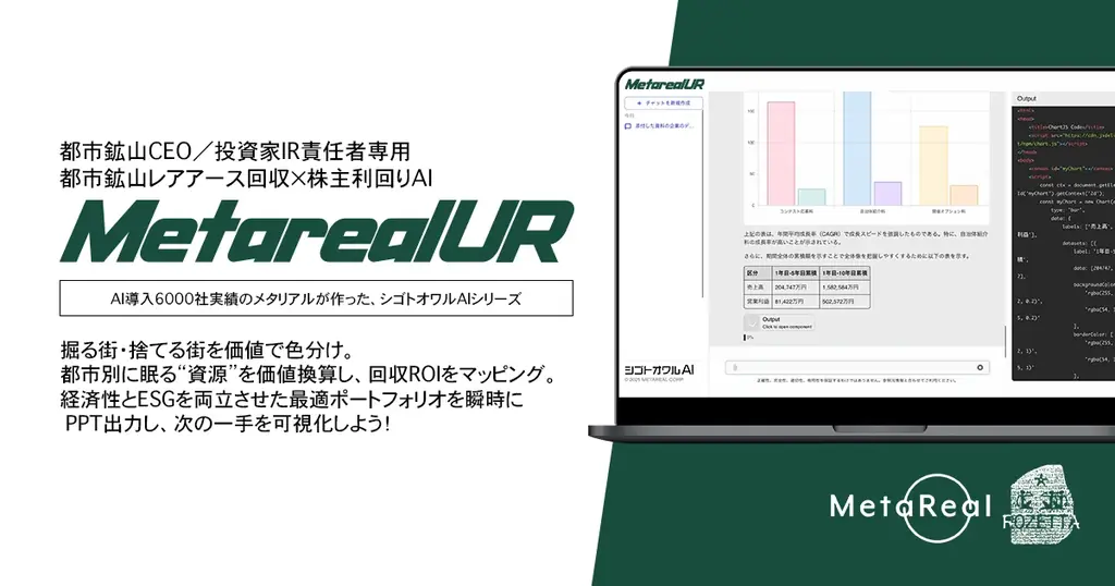 【メタリアル・グループ】都市鉱山レアアース回収×株主利回りAIエージェント「Metareal アーバンレア(Metareal UR)」8/6提供開始 画像 2