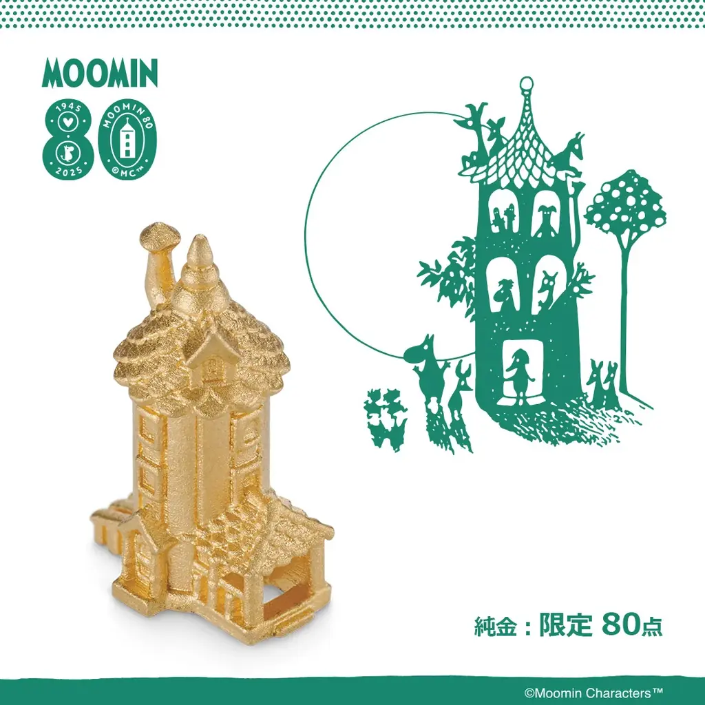 【MOOMIN】純金製ミニフィギュア。ムーミンやしきを忠実に再現。80周年を記念して80点の数量限定 画像 2