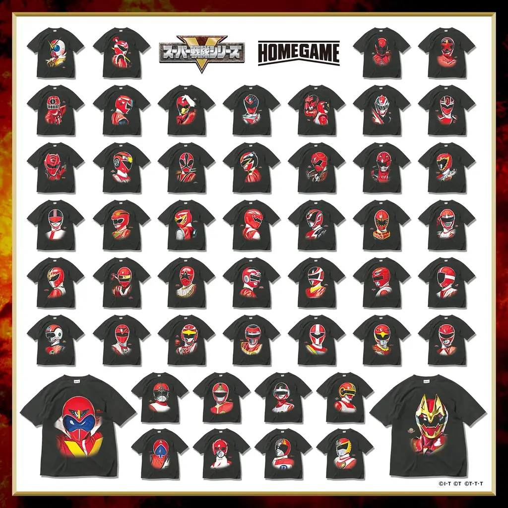 スーパー戦隊50周年を記念『スーパー戦隊シリーズ×HOMEGAME 歴代レッドTee』2025年9月5日(金)販売開始！ 画像 2