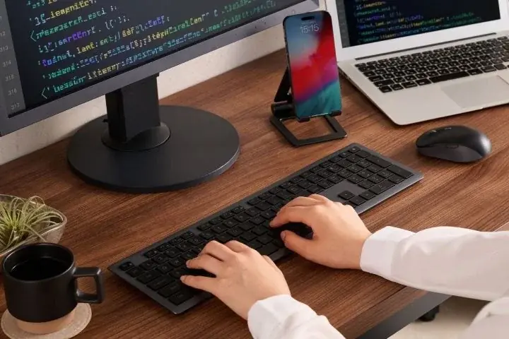 「V型構造」のパンタグラフで軽快で精密な打鍵感を実現！充電式＆マルチ接続/マルチOS対応の多機能薄型キーボード”Precisionist(プレシジョニスト)”を新発売 画像 6