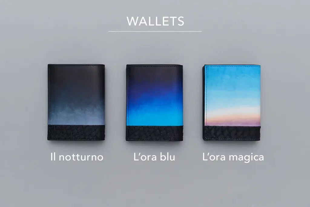 廃棄される鯛の皮からできたフィッシュレザーを「海の波」に見立て、手染めグラデーションレザーを「変わりゆく空」に見立て、美しい風景を描いた”眺めたくなる”レザーアイテムMakuakeにて予約開始 画像 4