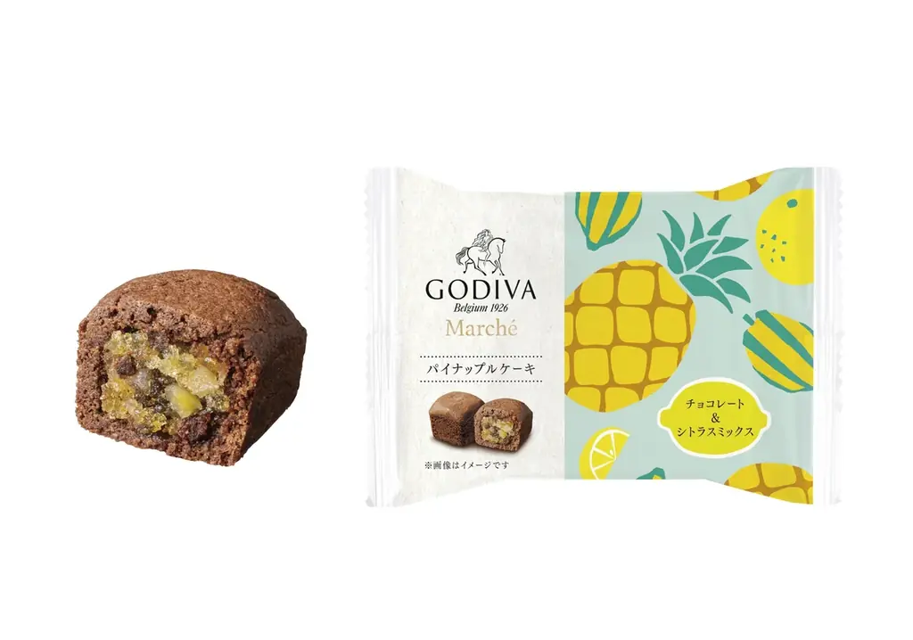 ほろ苦いチョコクッキー生地に、爽やかなパイナップルジャムとフルーツが相性抜群！ ゴディバ「パイナップルケーキ」発売 画像 3
