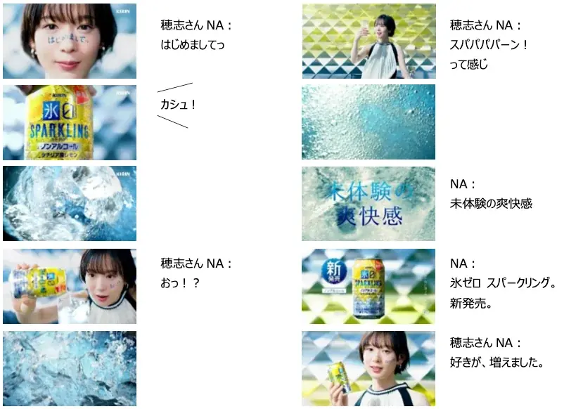新商品「キリン 氷ゼロ スパークリング シチリア産レモン」誕生 NEWヒロインがユニークな表現で新商品のおいしさを伝える『氷ゼロ スパークリング 未体験の爽快感篇』 8月26日(火)より放映開始 画像 3