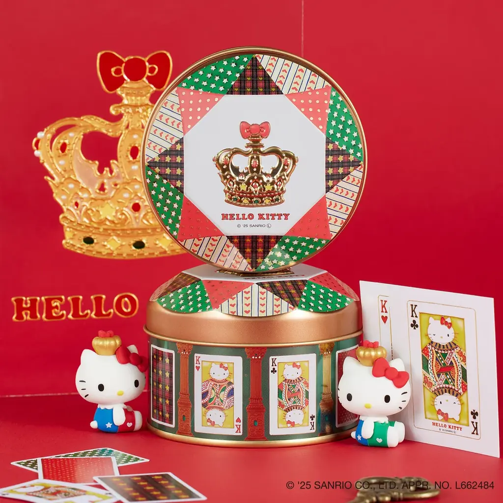 王冠ハローキティのフィギュア入り、ガラス絵で描いた『ハローキティのトランプ缶』新発売。伊勢丹新宿店×サンリオキャラクターズコラボイベントにて先行販売 画像 1