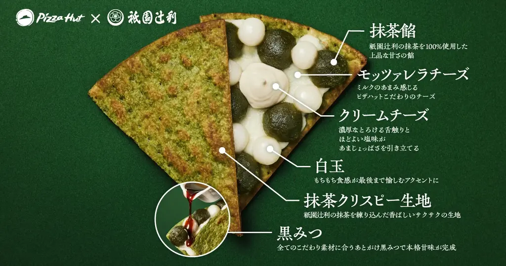 【ピザハット×祇園辻利のコラボ】ピザハット史上初の“和スイーツピザ”が誕生！「ハンディメルツ 抹茶白玉黒みつ」が2025年9月1日（月）〜数量・期間限定発売！ 画像 2