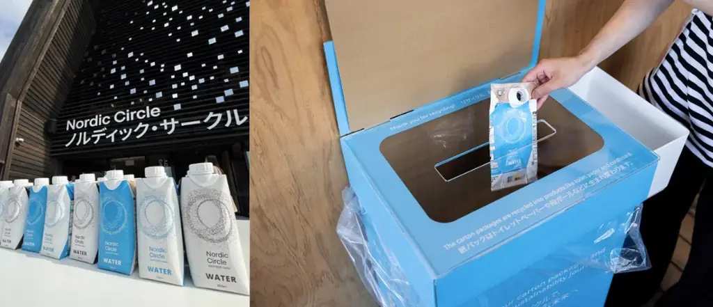 万博で体感する紙容器の循環 40万本配布と再生品