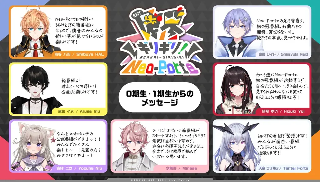 VTuberグループNeo-Porte、公式レギュラー番組「限界ギリギリ！Neo-Porte」をニコニコチャンネルで始動 画像 4