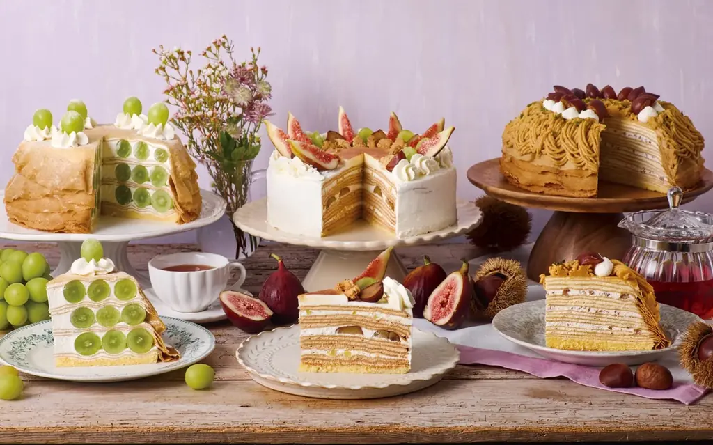 【Afternoon Tea LOVE&TABLE】栗やシャインマスカットの秋限定ミルクレープを発売！キャラメリゼいちじく、濃厚マロンクリームの新作２種も 画像 1