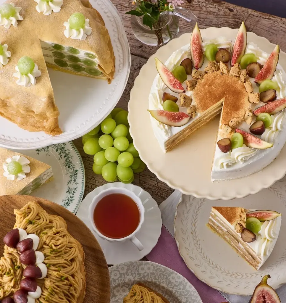 【Afternoon Tea LOVE&TABLE】栗やシャインマスカットの秋限定ミルクレープを発売!キャラメリゼいちじく、濃厚マロンクリームの新作2種も 画像 2