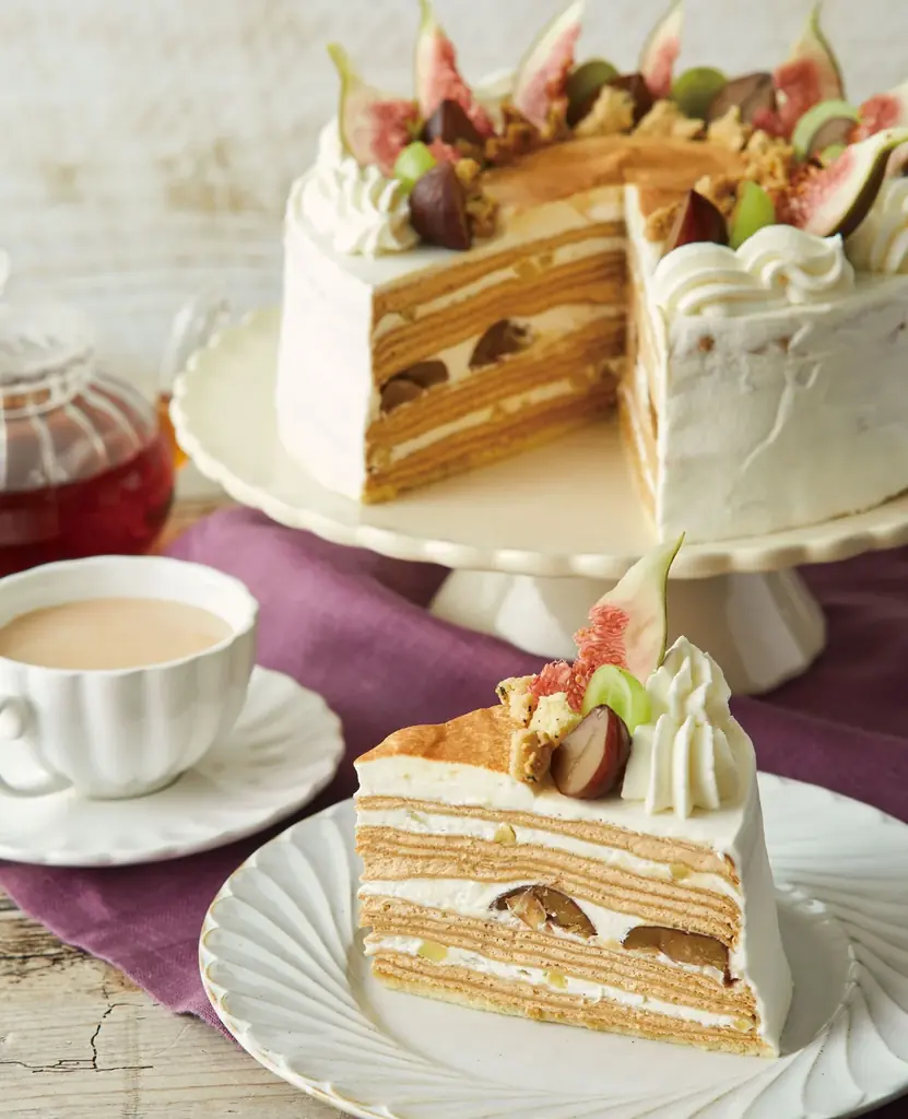 【Afternoon Tea LOVE&TABLE】栗やシャインマスカットの秋限定ミルクレープを発売!キャラメリゼいちじく、濃厚マロンクリームの新作2種も 画像 4