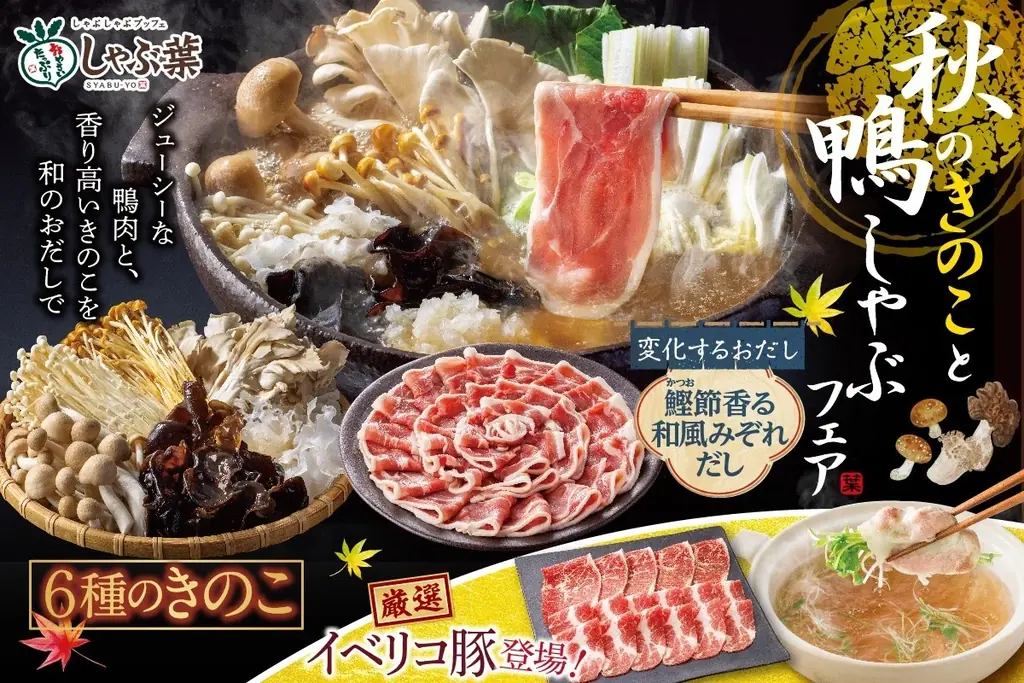 9月11日開始 しゃぶ葉で鴨と6種きのこ食べ放題