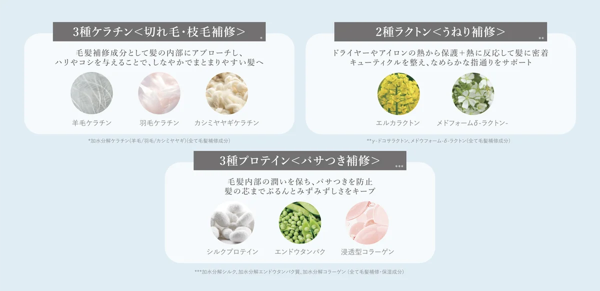 ヘアケアブランド「Promille(プロミル)」より、ケラチン*1・ラクトン*2・プロテイン*3配合でダメージを補修するシャンプー/トリートメントが新登場！10月1日(水)ドン・キホーテ限定発売開始 画像 2