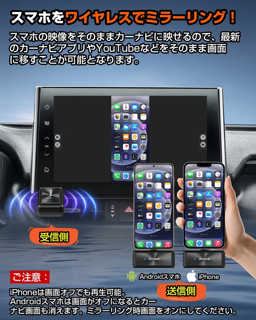 発売以来高評価の2in1アダプター『GetPairr Mirror Cast』が初のセール――ワイヤレスミラーリング対応＆CarPlay無線化 画像 2