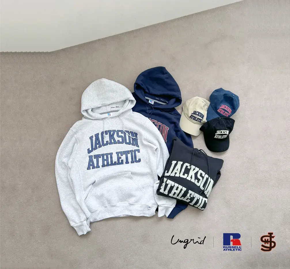 「Ungrid（アングリッド）」が「RUSSELL ATHLETIC（ラッセル・アスレティック）」と「Jackson Matisse（ジャクソンマティス）」と遊び心満載の初のトリプルコラボレーション 画像 1