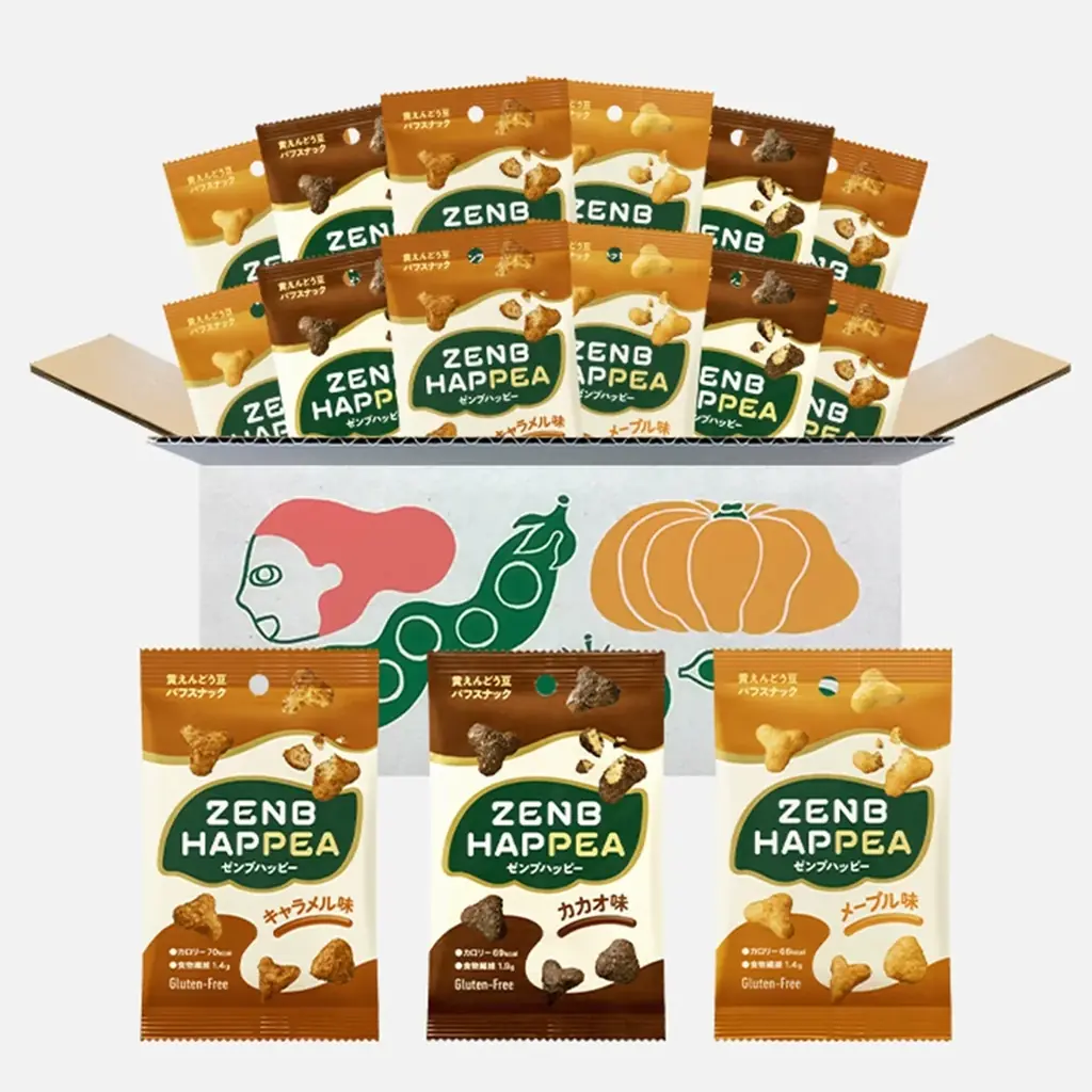 ダイエット中にも至福のおやつ時間を※1！豆から生まれたザクっと食感のパフスナック「ZENB HAPPEA（ゼンブハッピー）」新発売 画像 13