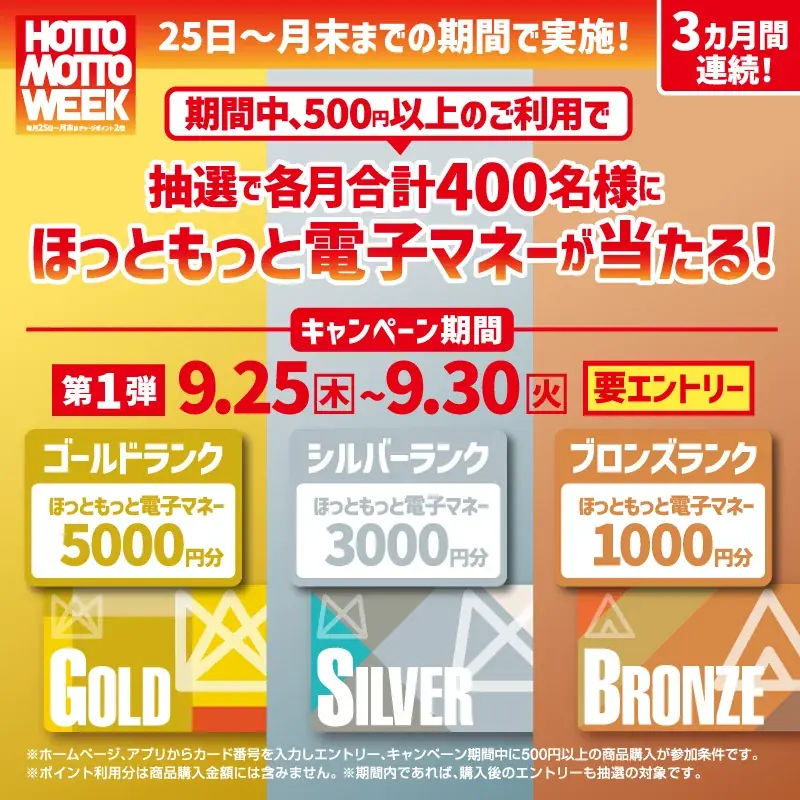 豪華商品が当たる“プレゼントキャンペーン”や、“チャージポイント2倍キャンペーン”など、お得な6日間！さらに人気インフルエンサーによる“インスタライブ”も実施！『HOTTO MOTTO WEEK』 画像 4