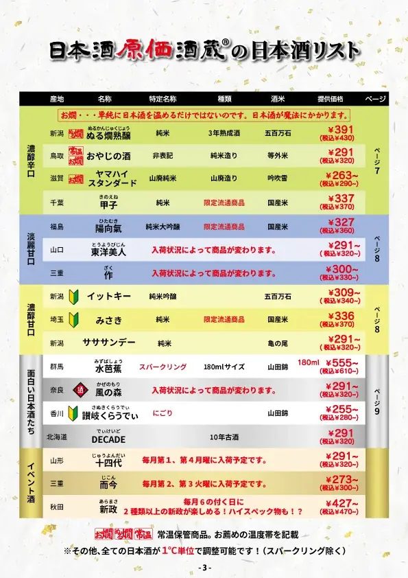 【日本酒40種全品¥100(税込¥110）】10月1日〜10月2日『日本酒の日』キャンペーン！｜日本酒原価酒蔵、個室居酒屋 天日で開催 画像 4