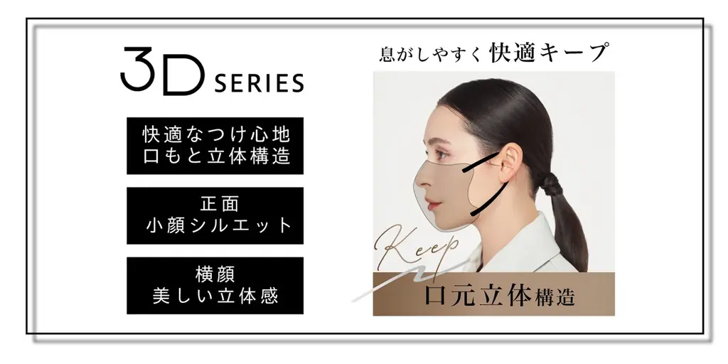 ファッション×機能性を両立したマスクブランド『MASCODE（マスコード）』3Dシリーズの不動の人気No1カラー*¹「グレージュ×ブラック紐」より数量限定で増量タイプ新発売 画像 3