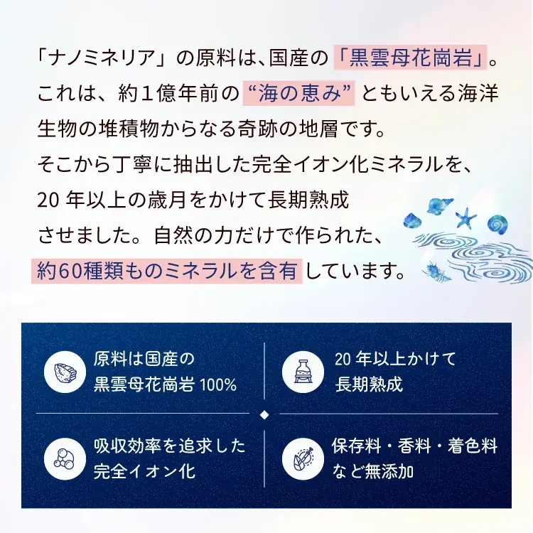 一億年ミネラル「ナノミネリア」Amazon楽天での販売を順次開始 画像 5