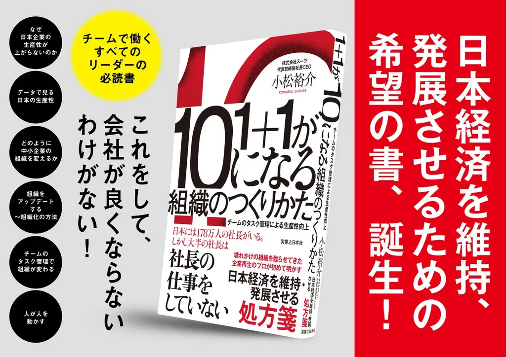 プロ経営者・小松裕介の著書『1＋1が10になる組織のつくりかた　チームのタスク管理による生産性向上』第3弾プレゼントキャンペーン コピー 画像 3