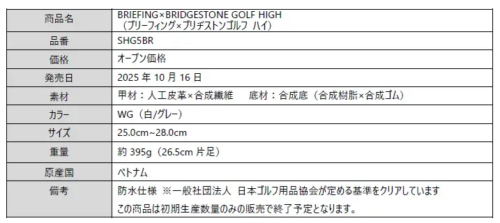 ゴルフシューズ 『BRIEFING×BRIDGESTONE GOLF HIGH』新発売 画像 3