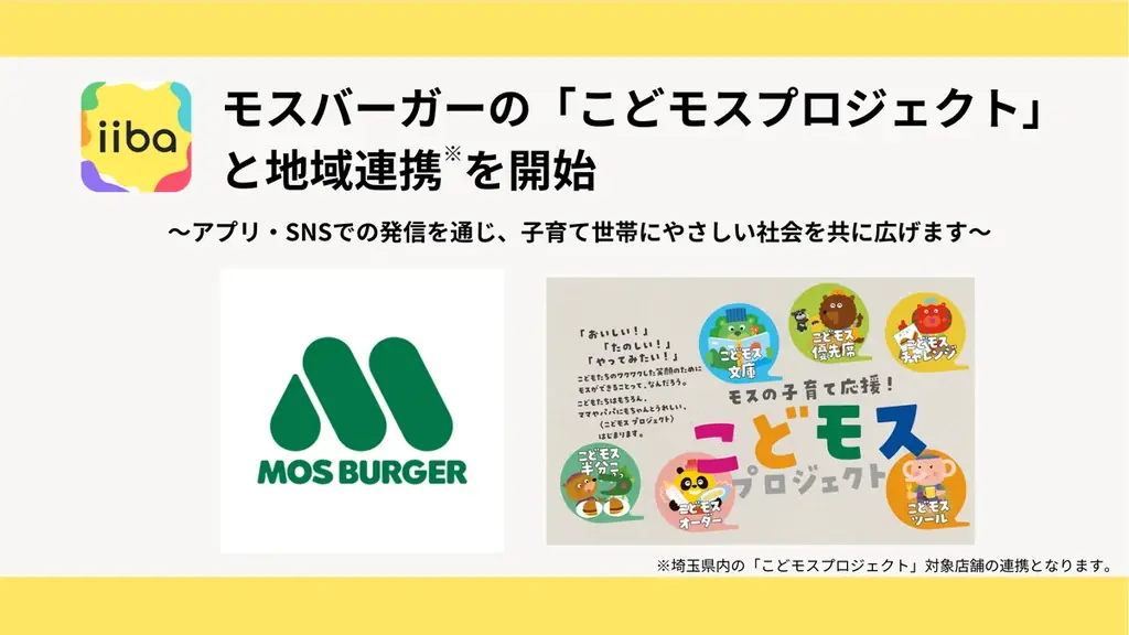 モスのこどモスがiibaと連携、埼玉店舗をアプリで可視化