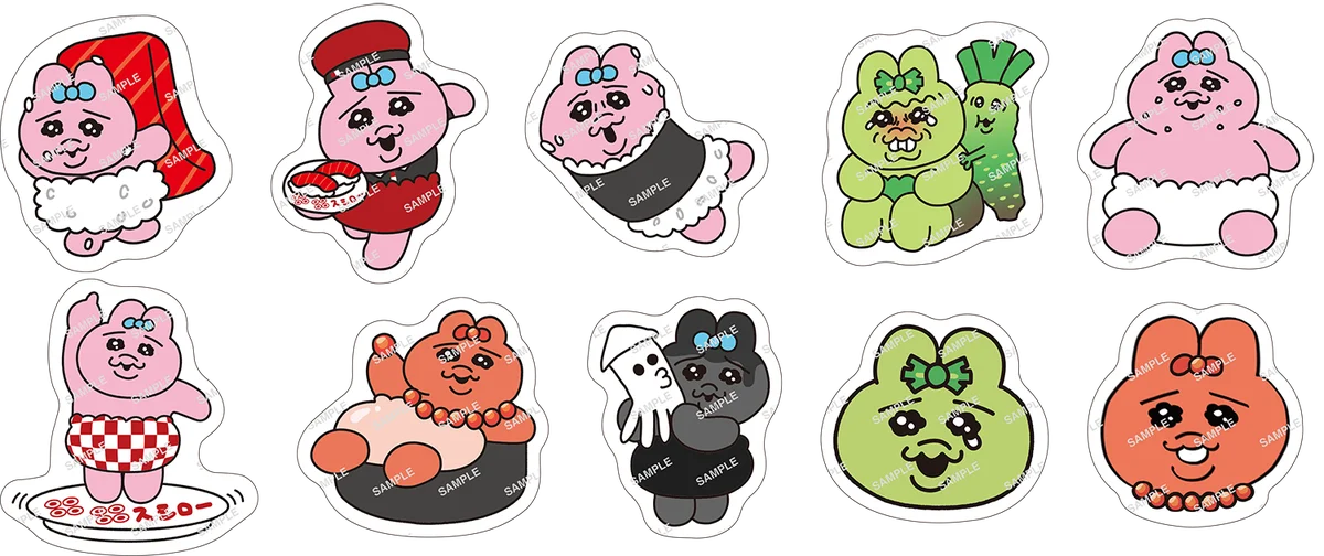 スシロー×可哀想に！「おぱんちゅうさぎ」×「スシロー」コラボがパワーアップして再登場！今回は新たにヨーグルトの妖精「んぽちゃむ」も仲間入り！ 画像 3