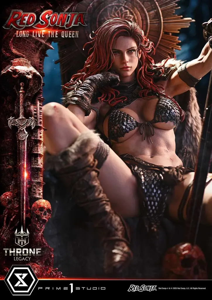 女王に栄光あれ！赤髪の女戦士『レッドソニア』が、玉座を占拠する姿で立体化 画像 7