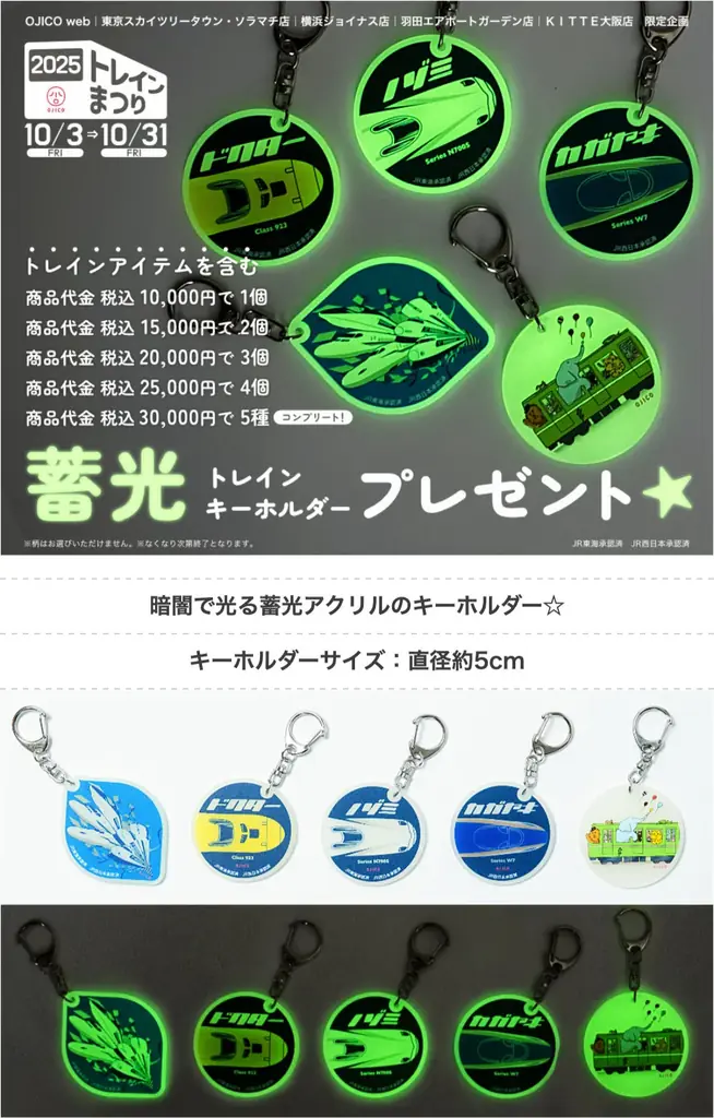 OJICOのトレインまつり2025 限定蓄光キーホルダー配布