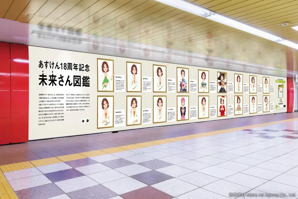 あなたが出会った未来さんはどれ？『あすけん』、創業18周年を記念して新宿駅に「未来さん図鑑」を掲出 画像 2