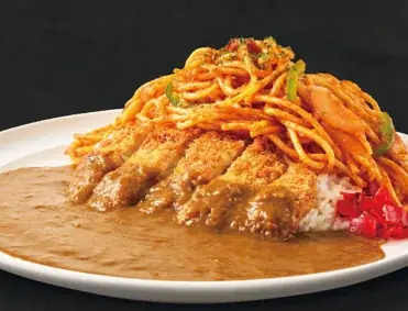 カツカレーの上にナポリタン！？2人前の大ボリューム「禁断！夢のカツナポ」カレーハウス リオ高田馬場店限定で10月10日(金)発売！ 画像 1